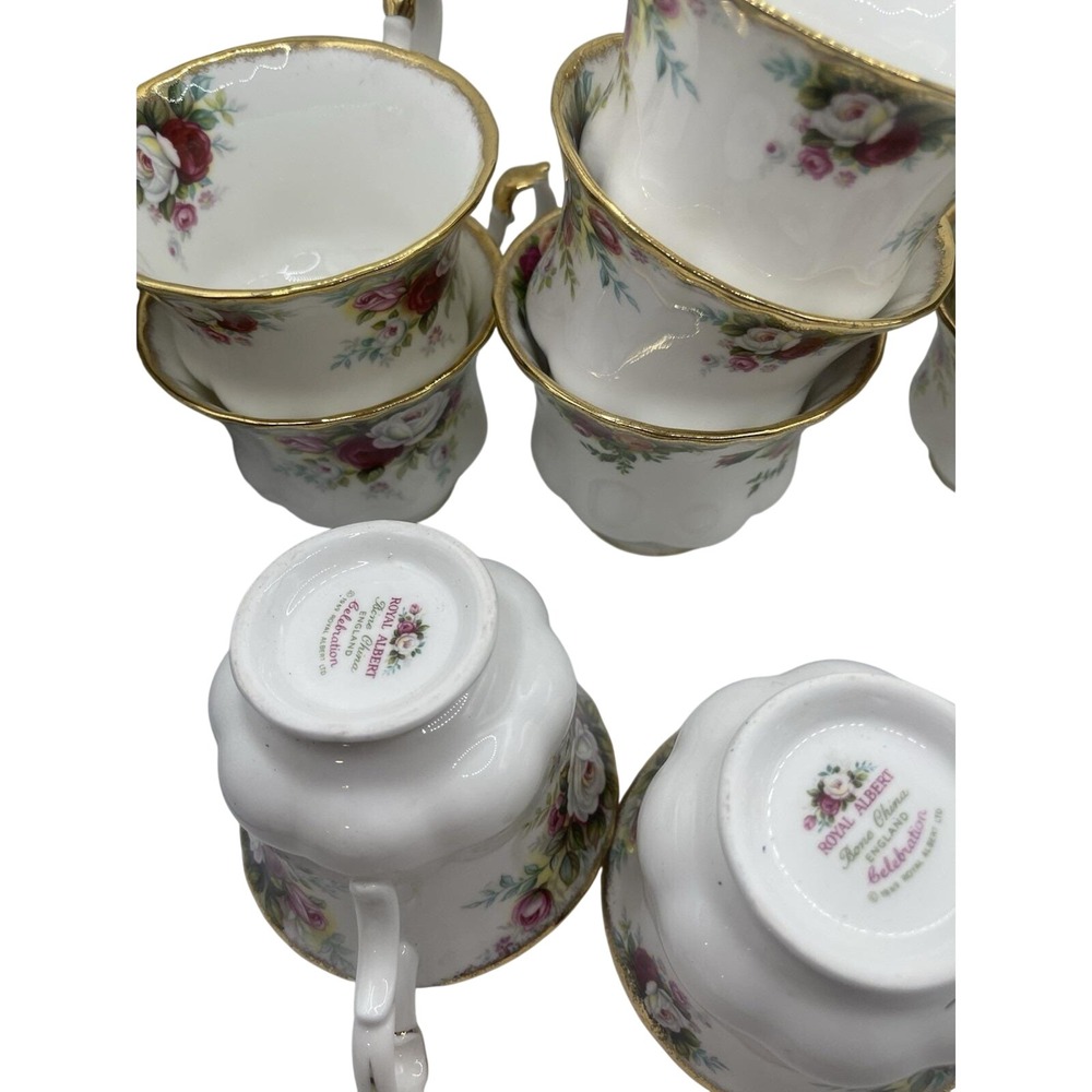 Royal Albert Bone China Moss Rose Cup 10 Pieces England Mint - Picture 7 of 7